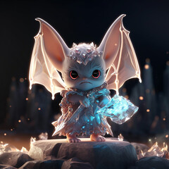 3D crystal little bat demon, generative AI