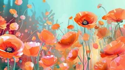 Summer abstract illustration of flowers design for aesthetic environment. Generative AI