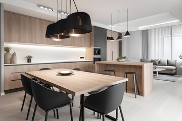 A sleek and contemporary kitchen featuring minimalist design.