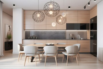 A sleek and contemporary kitchen featuring minimalist design elements.