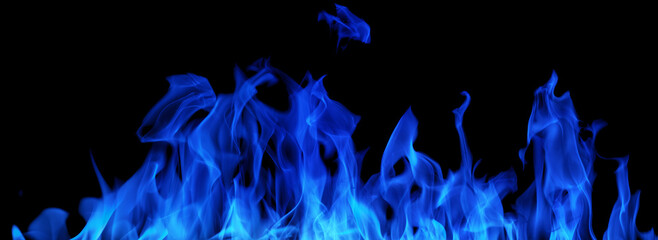 blue stripe of flame high hot sparks on black