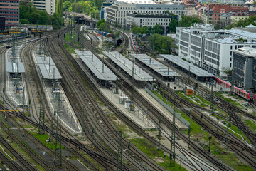 Obraz premium Der Münchener Ostbahnhof von oben