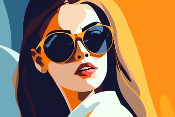Fototapeta na wymiar woman character poster design glasses style fashion girl modern portrait illustration. Generative AI.