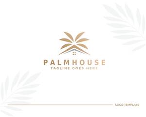 Fototapeta na wymiar Palm house logo design symbol vector template