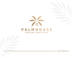 Fototapeta na wymiar Palm house logo design symbol vector template