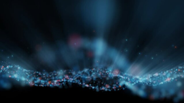  Blue red glow particle flickering transparent isolated background. Light beam glitter effect