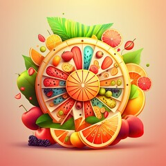 illustration of fruits and vegetables on white background
