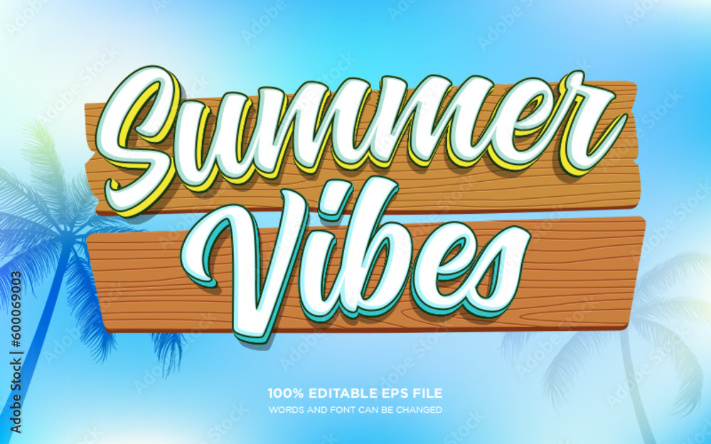 Poster summer vibes editable text style effect
