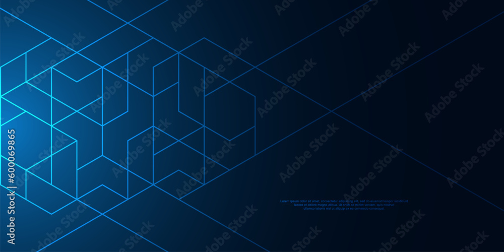 Poster The graphic design elements with isometric shape blocks. Creative vector illustration of abstract geometric background