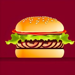 Indulge in a mouth-watering photo of a delicious burger illustration design created in a sketch style using AI generative techniques. flyer design, invitation card, AI Generated Image 