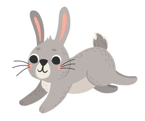 Icon of cute rabbit in cartoon style. Bunny pet silhouette. Hare and rabbit colorful illustration for childrens book, postcards and posters.