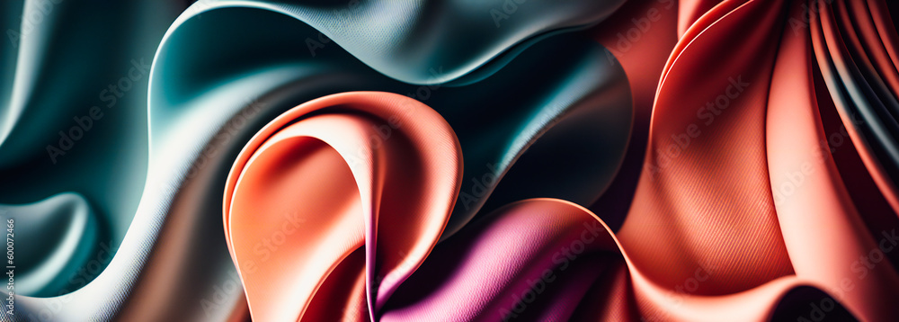 Poster abstract wave of colorful fabric wallpaper illustration. created with generative ai technology.