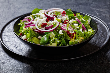 Green Salad with Apple, Cheese, Cranberry in bowl