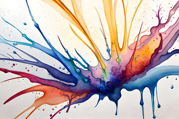 Colorful watercolor splash painting - obrazy, fototapety, plakaty