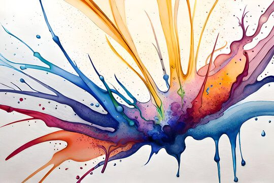 Colorful watercolor splash painting