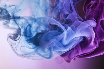 Obraz na płótnie Canvas Color explosion of a purple and blue smoke cloud. Fluorescent background. Generative AI.