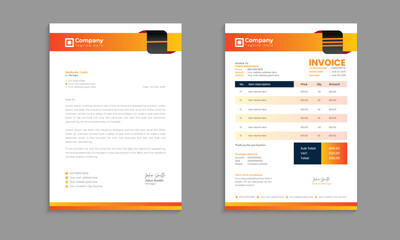 Corporate and flat business invoice design template with 2 variations bundle or professional Business letterhead template