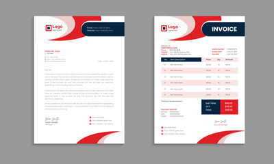 Corporate and flat business invoice design template with 2 variations bundle or professional Business letterhead template