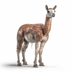 Llama isolated on white background (Generative AI)