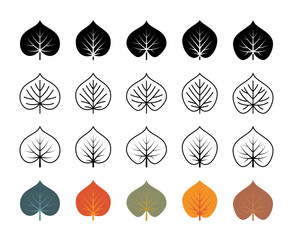 Linden leaves vector line icons. Isolated collection of leaves linden for websites icon on white background.