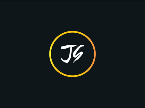 Abstract Brush JS Painting Logo, Modern Circle Js sj Logo Icon Brush Letter Design