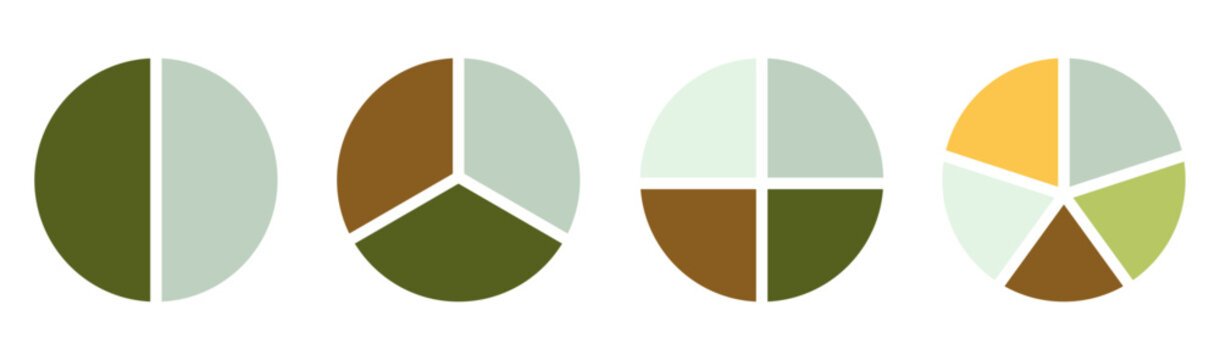 Sharing Colors Circle Icons For Infographic,colors Diagram Collection With 2,3,4,5, Sections Or Steps,UI,web Design Business Presentation