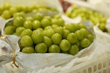 green grapes in a market