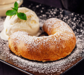 strudel with a scoop of ice cream