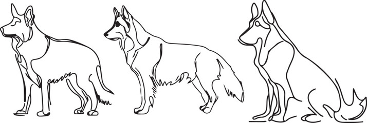 German Shepherd Line art vector silhoutte 