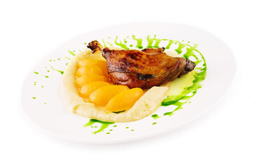 duck leg confit with mashed potatoes