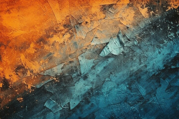 Obraz na płótnie Canvas Cyan and orange blue grunge concrete wall texture abstract background. generative AI
