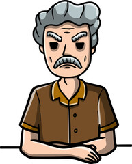 Obraz premium Angry man sit with crossed arms.