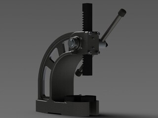 Manual Arbor Press 0.5 Ton Pressure 3D Rendering