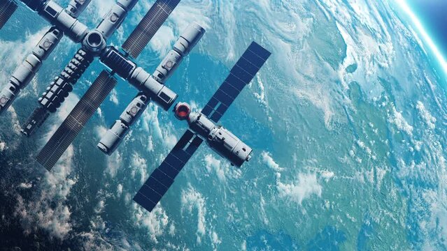 the docking of the international station and the living module in space in earth orbit