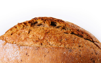 Black bread on isolated white background
