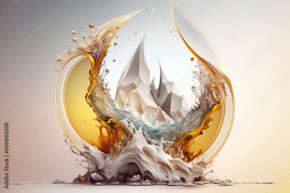 Poster abstract metamorphose change quartz crystal white transparent. distinct generative ai image.