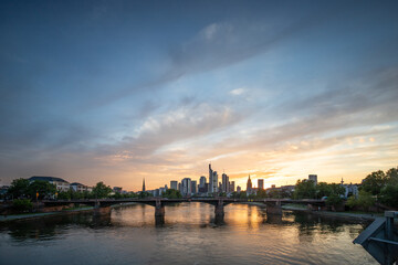 Fototapeta na wymiar View of the skyline of Frankfurt am Main at dusk, Germany