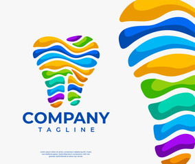 Obraz premium Modern colorful dental tooth logo design