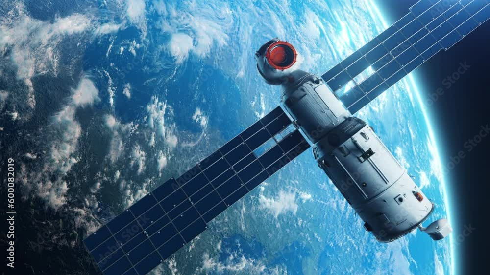 Canvas Prints the space station module orbits planet earth. concept of technology and space industry