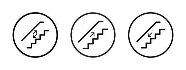 Downstairs or upstairs logo for any purposes. Up and down staircase. Stairs vector icon.