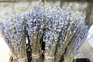 Bunches of lavender on outdoor market