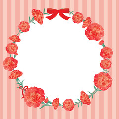 母の日の赤いカーネーションのフレームイラスト