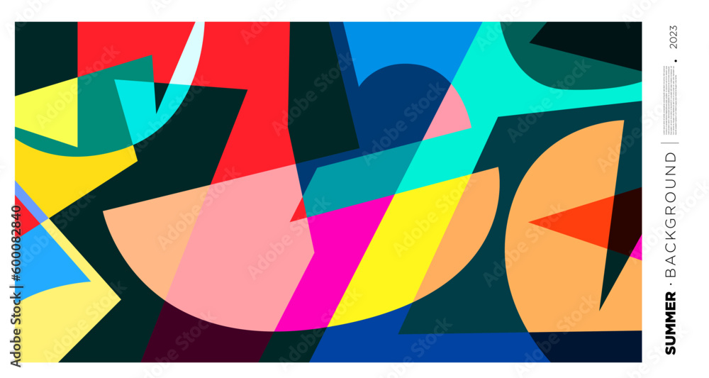 Poster vector abstract colorful dynamic geometric pattern background illustration for summer 2023