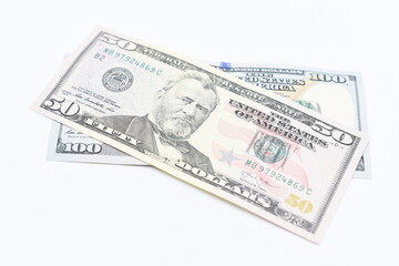 Dollars on a white background