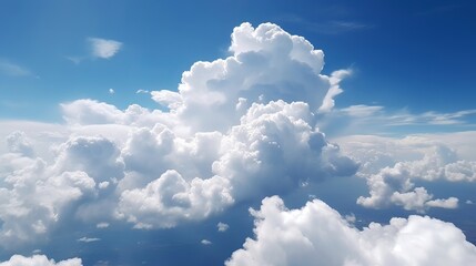 Blue sky with particular clouds. See over the clouds.summer blue sky cloud incline light white foundation. AI Generated
