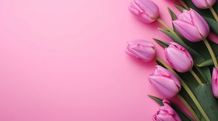 Spring tulip makes on pink foundation best see in level lay organize. AI Generated