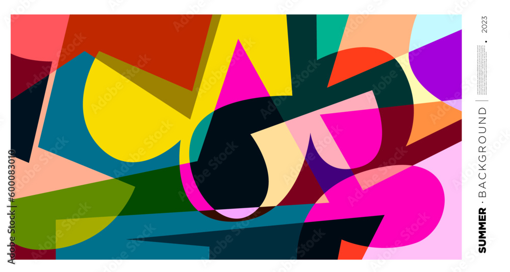 Poster vector abstract colorful dynamic geometric pattern background illustration for summer 2023
