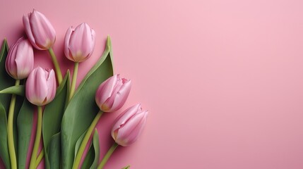 Spring tulip makes on pink establishment best see in level lay organize. AI Generated