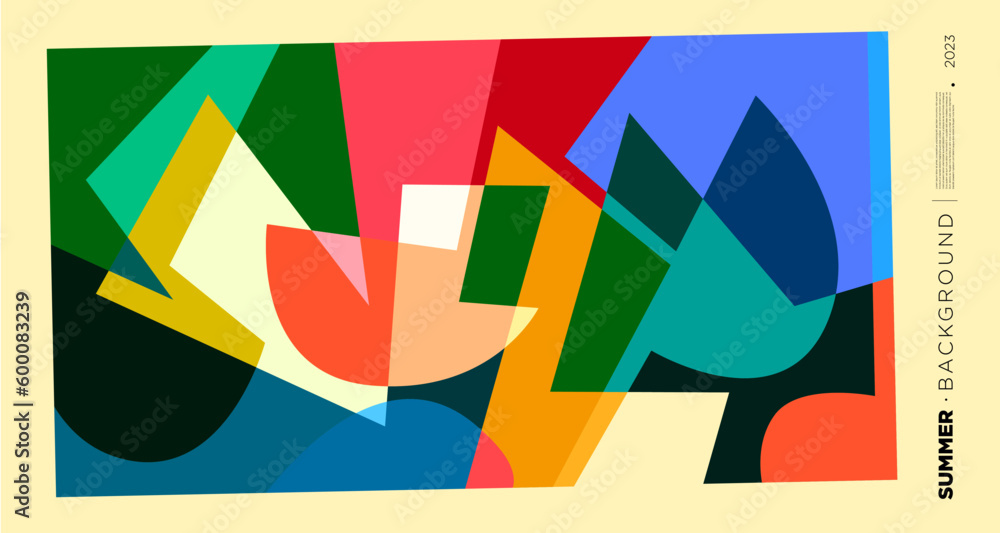 Poster vector abstract colorful dynamic geometric pattern background illustration for summer 2023