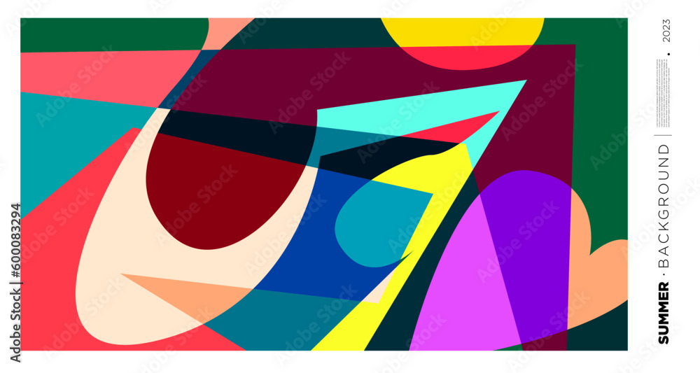 Poster vector abstract colorful dynamic geometric pattern background illustration for summer 2023